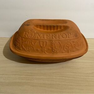 Romertopf #111 Terra Cotta Clay Baker Baking Roaster Reco USA 1991 Microwave Vtg